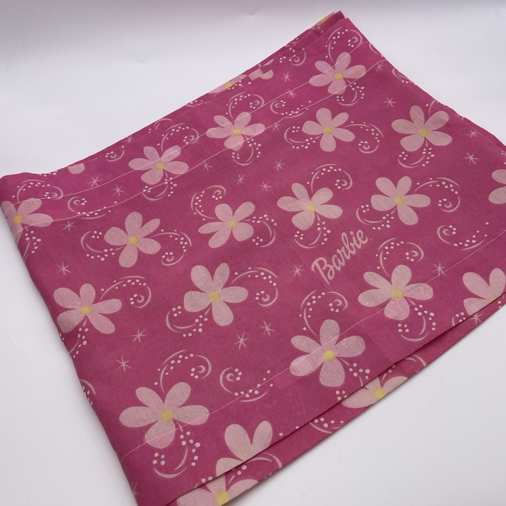 Barbie Pink fabric 84 X 17 " Vintage Rare‎ 90s Flowers Curtain Dan River USA